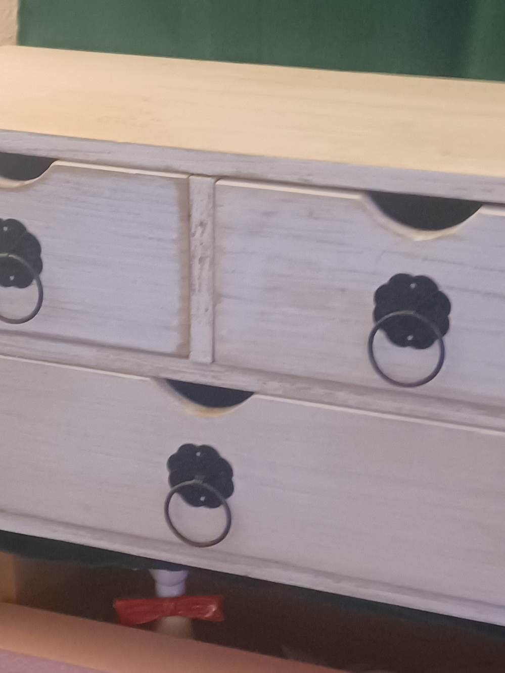 White Rustic Wooden Drawer Keepsake Box- Home Storage & Organization